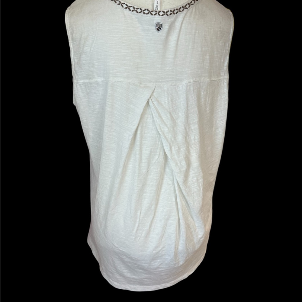 Kuhl White Sleeveless Tank Top with Embroidered Trim - Picture 3 of 5